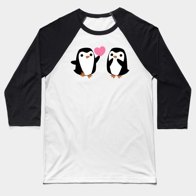 Kawaii Penguin Love Baseball T-Shirt by LyddieDoodles